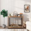 Furniture Style Dog Crate Side Table on Wheels with Double Doors and Lift Top