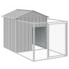 Dog House with Run Light Gray 46.1"x79.1"x48.4" Galvanized Steel