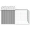 Dog House with Run Light Gray 46.1"x79.1"x48.4" Galvanized Steel