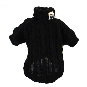 Pet Turtleneck Knitted Sweater Winter Dog Cat Keep Warm (Color: black, size: XS)