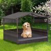 Outdoor Wicker Dog House with Weatherproof Roof