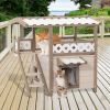 New Style Wood Pet House With Roof Balcony and Bed Shelter